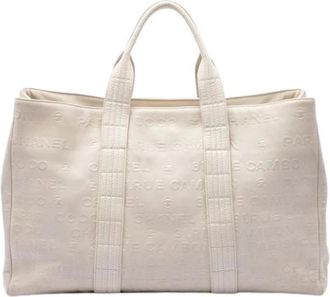 Chanel Pre-owned Embossed Lambskin Tote - Dames - Vintage Shopper - Beige - ONE Size - Su&egrave;de - Vintage
