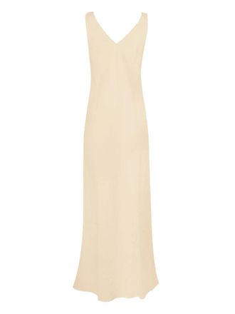 Peter Cohen V-neck midi dress - women - Viscose - L - Neutrals