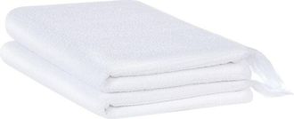 Beliani Beliani - Conjunto De 2 Toallas De Algod&oacute;n Blanco Rizo Textura Borlas Decorativas Ba&ntilde;o Atiu