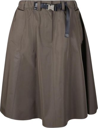 Prada Technische Stoffen Rok - Dames - Korte rokken - Bruin - M - Polyester - Rokken