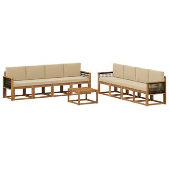vidaXL Conjunto De Sof&aacute;s De Exterior 9 Uds. Natural Y Beige Vidaxl