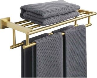 OEM Toallero De 16 Pulgadas Con Dos Soportes De Pared Para Toallas, Gz8040 - G Sus 304, Acabado En Acero Inoxidable Cepillado Color Oro