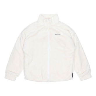 Converse Loose Stand Collar Stay Warm logo Jacket Asia Sizing White 10023526-A02