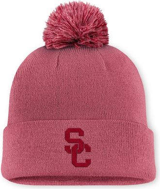 Nike USC Primetime Campus Toned Nike Mens College Cuffed Pom Beanie in Pink | NC1665MSCJ-UE8