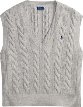 Polo Ralph Lauren Kabelgebreide spencer met V-hals - Grijs