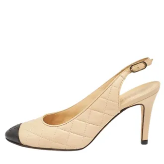 Chanel Pre-owned Pumps, female, Beige, Size: 8 1/2 US Pre-owned Leather heels