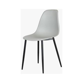 Home Source Industries Home Source - Curve Chair Plastic Seat with Metal Legs (Set of 2) - L52 x W46 x H84 cm - Grey/Black - Flat Packed