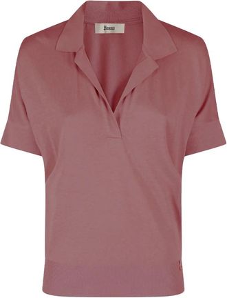 Herno Glam Knit Polo - Dames - Polos - Roze - L - Katoen - Tops