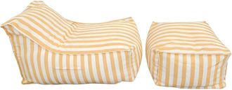 Concept Usine Conjunto de poufs de exterior a rayas amarillas, repelentes al agua y