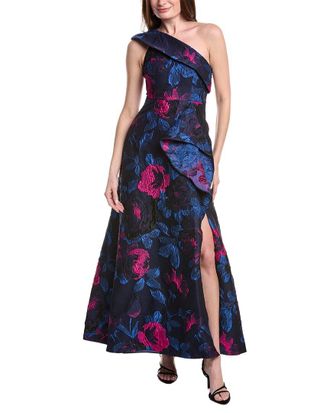 Adrianna Papell One Shoulder Jacquard Gown