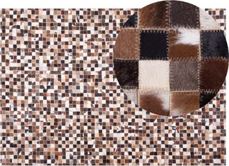 Beliani Beliani - Alfombra De Piel De Vacuno Multicolor 160 X 230 Cm Patchwork Mosaico Rectangular Estilo Moderno Konya