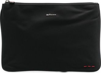 Kiton Clutch met logoplakkaat - Zwart