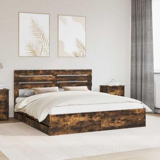 vidaXL Estructura De Cama Roble Ahumado 180 X 200 Cm Madera Ingenieril Vidaxl