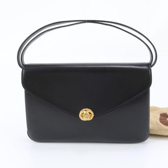 Bally Black Gold Leather Handbag Shoulder Bag Tote Bag (Pre-Owned)
