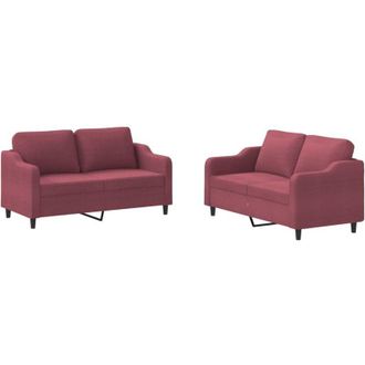 vidaXL Vidaxl - Juego De Sof&aacute;s Con Cojines 2 Piezas Tela Rojo Tinto