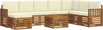 vidaXL Conjunto De Sof&aacute;s De Exterior 9 Uds. Natural Y Crema Vidaxl