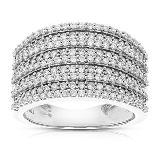 Vir Jewels 1 cttw Lab Created Diamond Wedding Band.925 Sterling Silver Prong Size 5-9