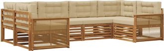 vidaXL Conjunto De Sof&aacute;s De Exterior 6 Uds. Natural Y Beige Vidaxl
