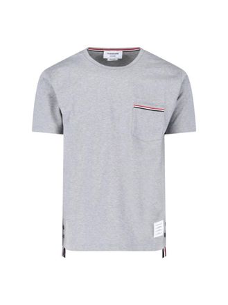 Thom Browne Tricolor Detail T-Shirt - Grey