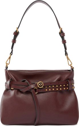 Pinko Burgundy Mini Structured Studded Shoulder Bag