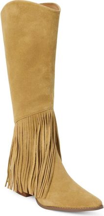 Matisse Footwear Tatum Fringe Pointed Toe Knee High Boot in Natural Suede at Nordstrom, Size 7.5
