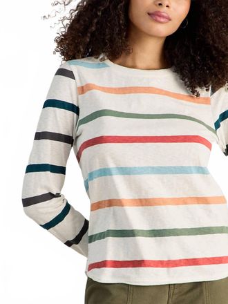 White Stuff Clara Long Sleeve Stripe Tee In Ivory Multi