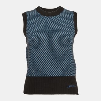 Ganni Ganni Blue/Black Rib Knit Sweater Vest XS