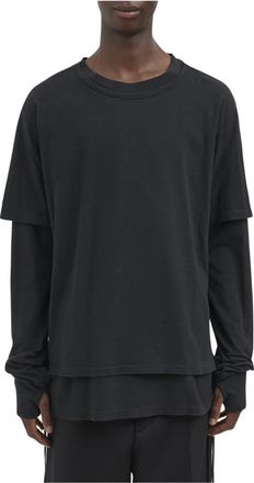 Andrea Ya'aqov T-shirt L/S Dubbellaags - Heren - Longsleeves - Zwart - S - Katoen - Tops