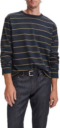 Rag & Bone Boxy Striped Long Sleeve T-Shirt in Saltwater at Nordstrom, Size Xx-Large