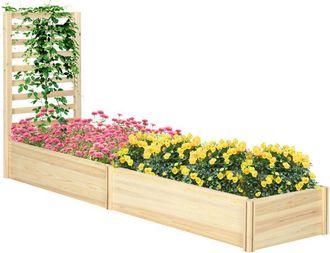 OUTSUNNY Jardinera Exterior Grande De Madera Jardinera Con Celos&iacute;a Para Plantas Trepadoras Y 2 Cajas De Cultivo Para Patio 230x60x110 Cm Natural