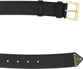 Prada Womens Calfskin Leather Belt Black
