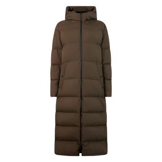 Herno Jassen, Dames, Bruin, 2Xl, Polyester, Donsjas met capuchon