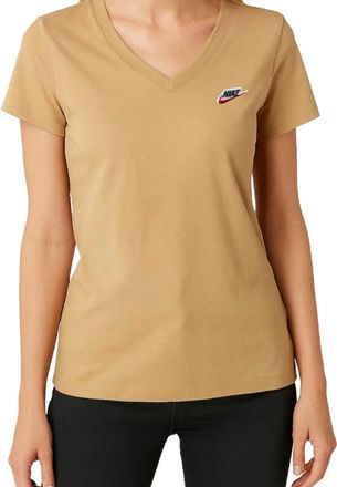 Nike Womens Nike V-Neck Beige T-Shirt - Size: 10/8
