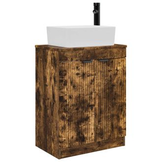 vidaXL Vanidad De Ba&ntilde;o Con Lavabo Roble Ahumado 54 X 35 X 83 Cm Vidaxl