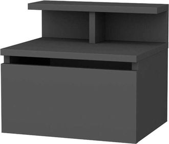 Dmora Dmora - Mesa De Noche Dpezzol, C&oacute;moda Baja, Mesilla De Noche, Estante De La Cama, 40x32h35 Cm, Antracita