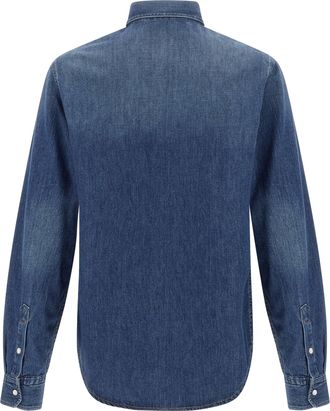 Versace Mens Blue Cotton Blouse