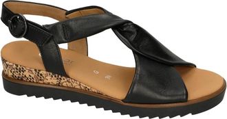 Gabor Sandalen met sleehak - Dames - Sleehakken - Zwart - 40 1/2 EU - Leer - Schoenen