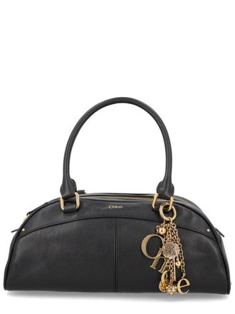 Chlo&eacute; Womens Bowling Bag Black Leather Shoulder