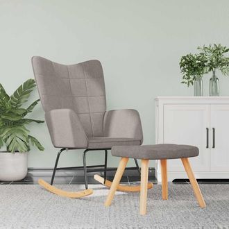 vidaXL Silla Mecedora Con Reposapi&eacute;s Tela Gris Taupe Vidaxl