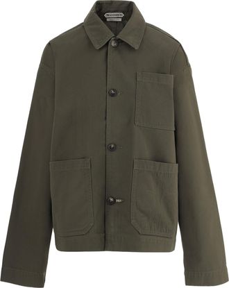 J.W.Anderson Army Green Cotton Jacket with Button Closure and Logo Detail