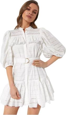 Acler Granville Lace Dress - Dames - Korte kleedjes - Wit - 3XL - Katoen - Kleedjes