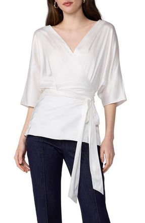 Diane Von F&uuml;rstenberg Amara Wrap Top in White at Nordstrom, Size X-Small