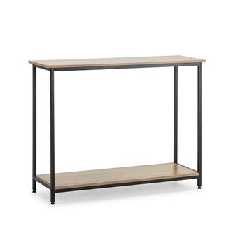 HOMN Recibidor con 1 estante inferior, color roble/negro