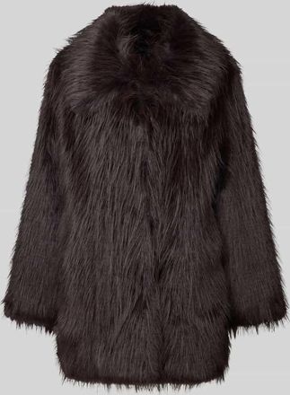 Selected Regular Fit Webpelzmantel mit Hakenverschluss Modell BREA in Dunkelbraun, Gr&ouml;&szlig;e 34