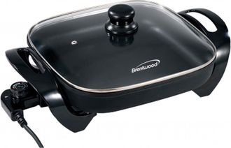 Brentwood 12 in. Electric Skillet with Glass Lid in Black