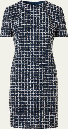 Akris 3D Check Embroidered Sheath Dress
