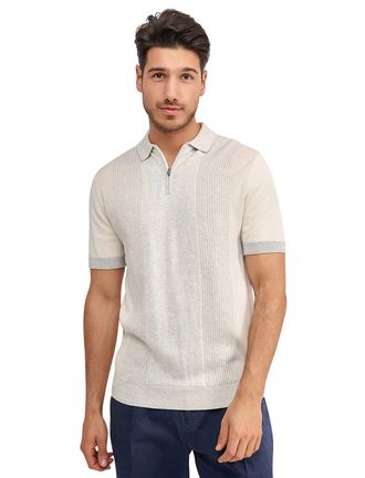 Blue industry Polo korte mouw Blue Industry grijs rits gestreept