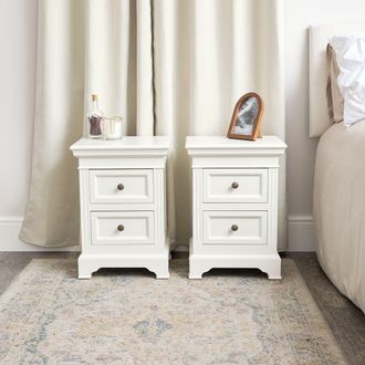 Melody Maison Pair Of Ivory Two Drawer Bedside Tables - Daventry Ivory Range in Off-White