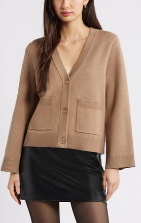 Open Edit Wide Sleeve Cardigan in Tan Portabella at Nordstrom, Size Xx-Small