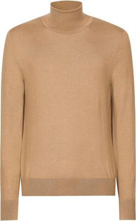 Dolce & Gabbana Roll-neck jumper - men - Silk/Virgin Wool - 54 - Brown